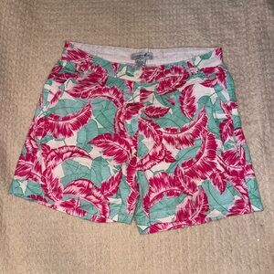 Caribbean Joe Pink and Green Bermuda Shorts Vibrant Tropical Print